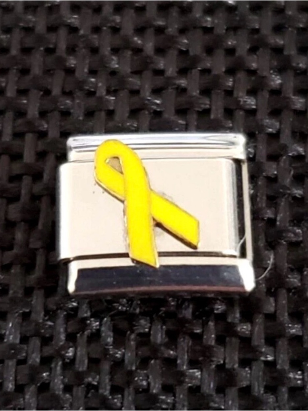 Yellow Ribbon Awareness Symbol Italian Charm Link Stainless Steel Enamel 9mm